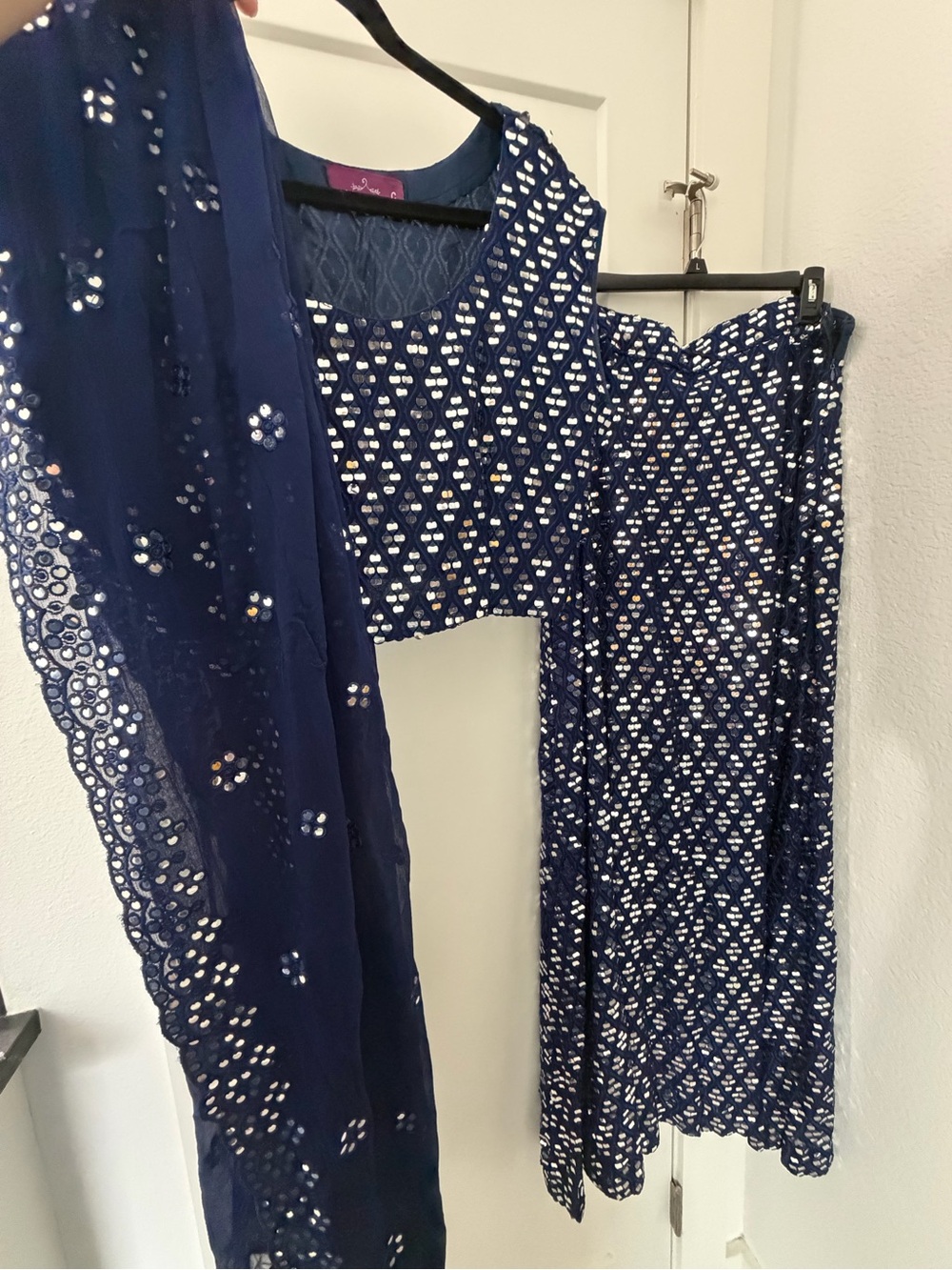 Women’s Navy Sequin Lehenga with Dupatta